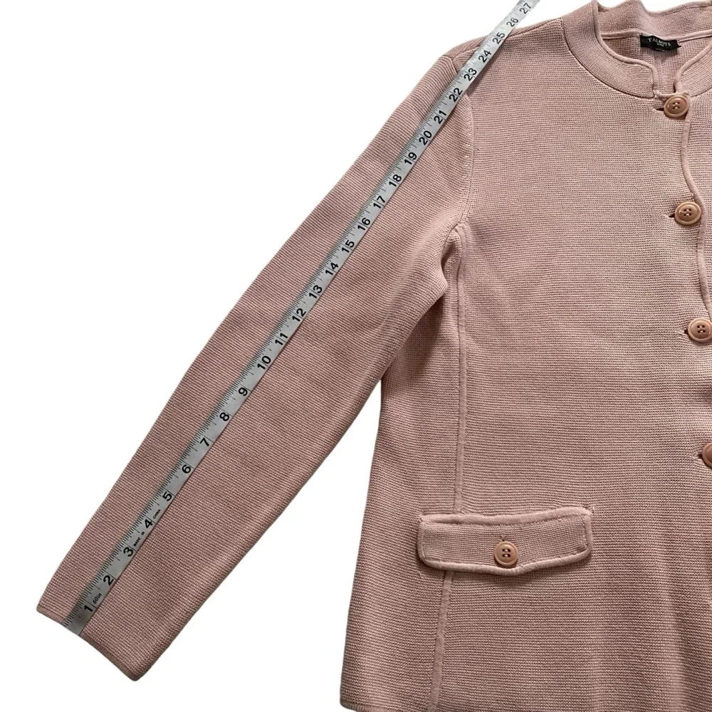Talbots Dressy Knit Sweater Barbiecore Dusty Rose Pink Cardigan Size Medium